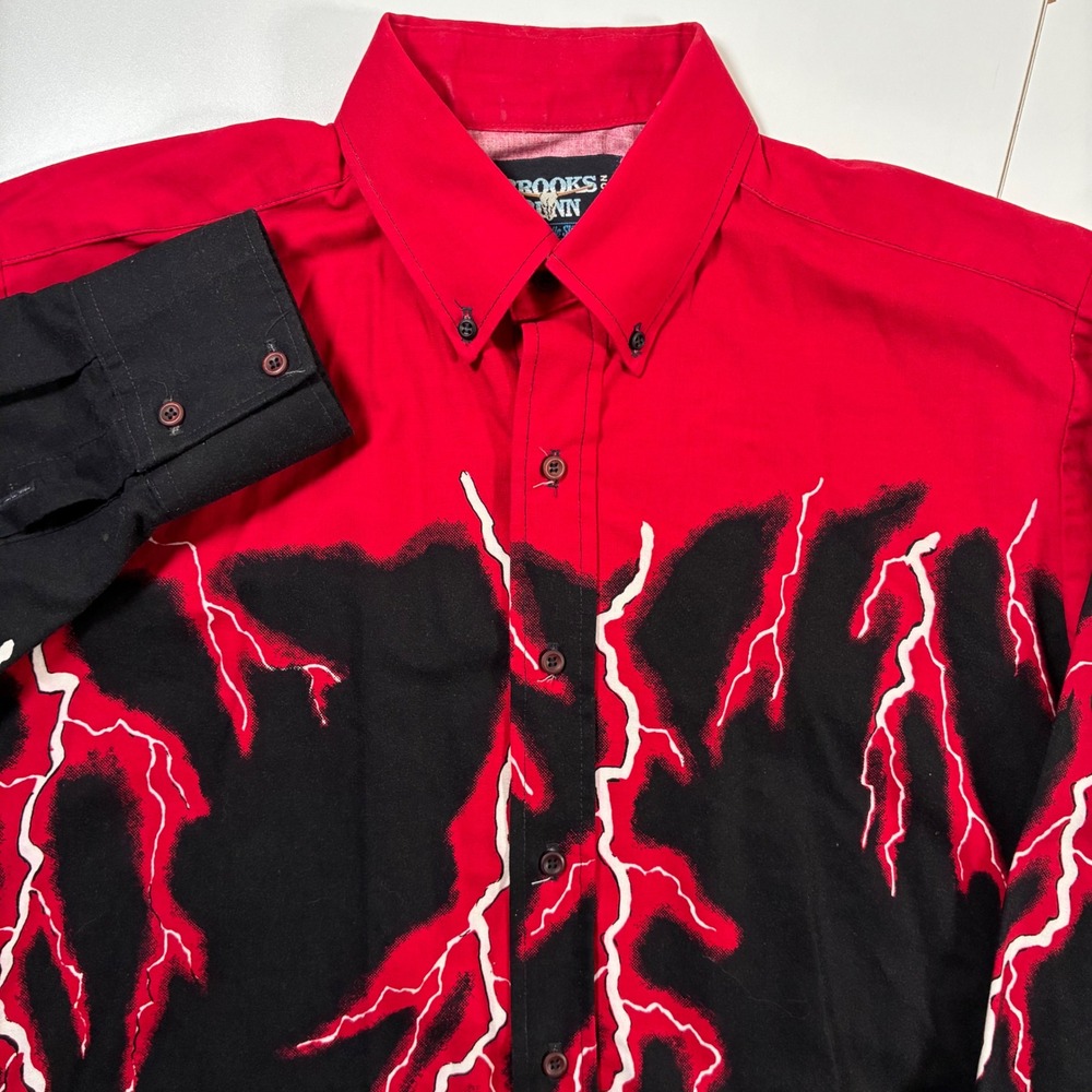 Rare Brooks & Dunn Panhandle Slim Shirt Large Lightning Bolt Western Made in USA